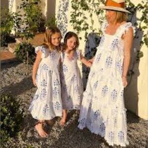 Jessica Johnson Medium Cottagecore  White and Blue Floral Maxi Dress